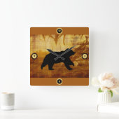 Carrée Bear Silhouette Bamboo Wallpaper Horloge (Maison)