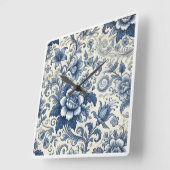 Carrée Belle horloge à fleurs bleues (Angle)