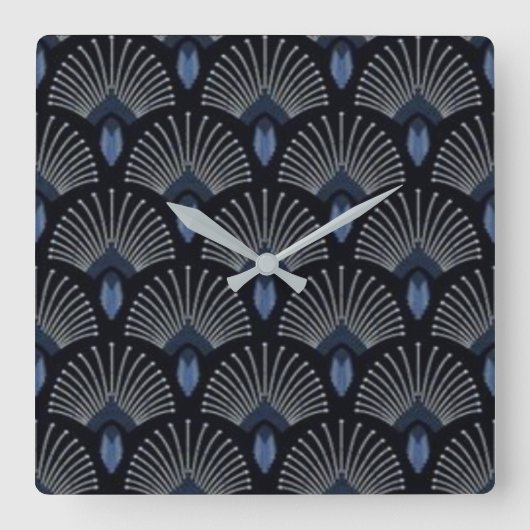 Carrée Belle horloge design Art Déco Bleu (Recto)