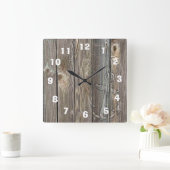 Carrée Belle horloge en bois ancien avec ancre blanche (Maison)