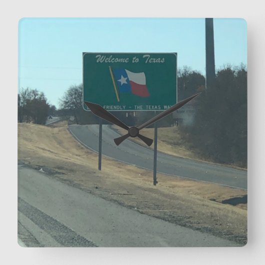 Carrée Bienvenue au Texas Horloge (Recto)