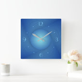 Carrée Bleu avec centre circulaire > Horloge de cuisine (Maison)