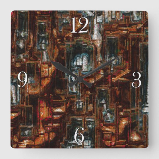 Carrée Bloc géométrique rustique 3D look horloge Art mode (Recto)