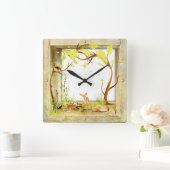 Carrée boisé animaux forêt dans une horloge boîte (Maison)