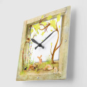 Carrée boisé animaux forêt dans une horloge boîte (Angle)