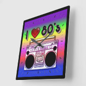Carrée Boombox 80's Retro 80's Wall Horloge (Angle)
