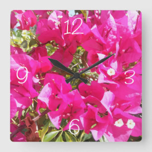 Carrée Bougainvilliers roses mignons Imprimez des horloge