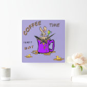 Carrée Bubbling Bunny Café Lover Cust. Horloge (Maison)