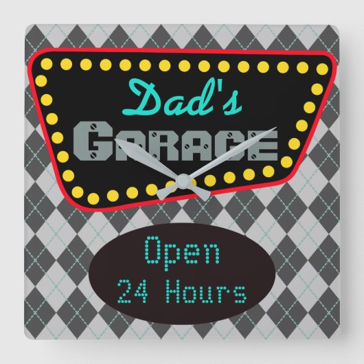 Carrée Cadeau classique papa's Garage Wall Horloge Cadeau (Recto)
