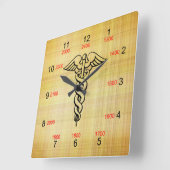 Carrée Caduceus Horloge Militaire (Angle)