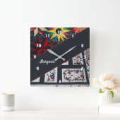 Carrée Caillots de Fleurs et Étoiles Grande horloge (Maison)