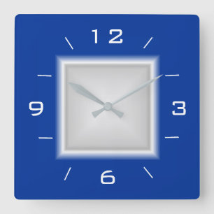 Carrée Carré > horloge bleus et blancs simples de cuisin