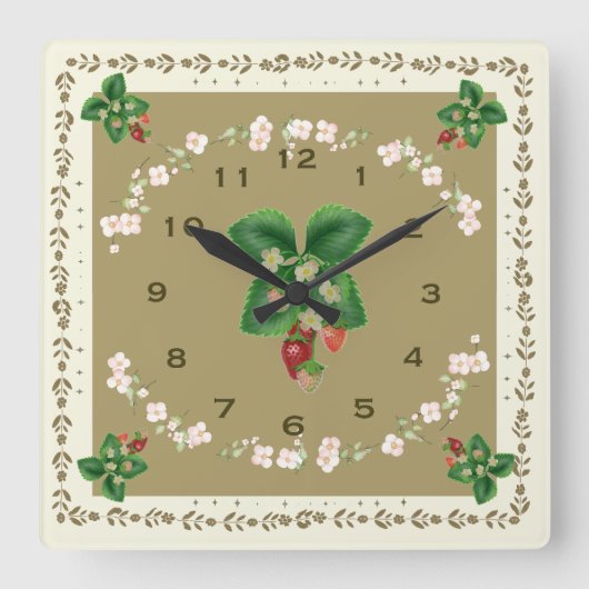 Carrée Carré Horloge fraise Loden Arrière - plan vert (Recto)