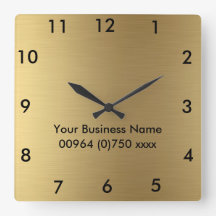 Carré Mur Horloge Couleur Or - Pour Business Promo
