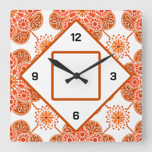 Carrée Carré Orange Wall Horloge pour la cuisine de campa
