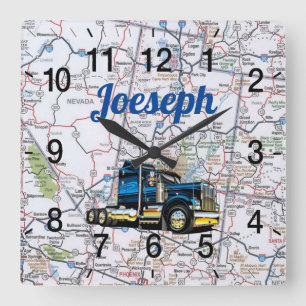 Carrée Carte routière du camionnage de Joeseph Horloge mu