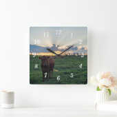 Carrée Cattle Farm Sunset Wall Horloge (Maison)
