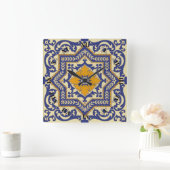Carrée Céramique Azulejo Style Horloge bleue orange (Maison)