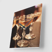 Carrée champagne doré boisson bar-cuisine horloge (Angle)