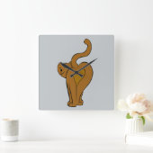 Carrée Chats Amusants, Cat Tail Wall Horloge (Maison)