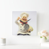 Carrée Chef riant avec pan Acrylique Mur Horloge (Maison)