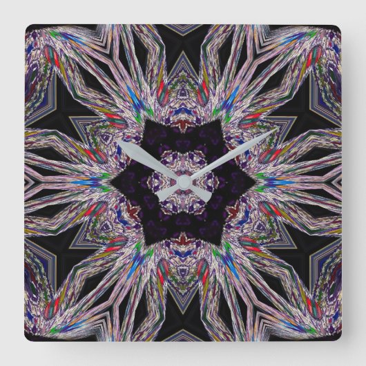 Carrée Chic Améthyste Conception Acrylique Horloge Mur (Recto)