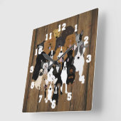 Carrée Chiens, Chat, Mur de poulet Horloge (Angle)