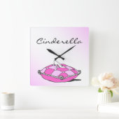 Carrée Cinderella Slipper rose Coussin Horloge personnali (Maison)