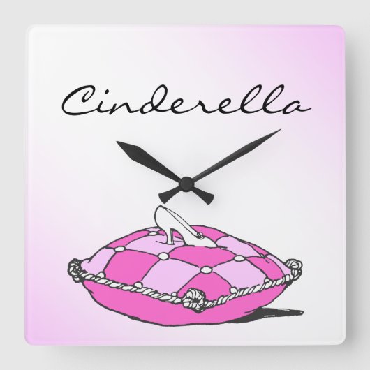Carrée Cinderella Slipper rose Coussin Horloge personnali (Recto)