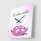 Carrée Cinderella Slipper rose Coussin Horloge personnali (Angle)