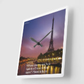 Carrée Citation De Balzac Sur Paris Elegance Wall Horloge (Angle)