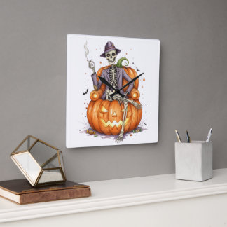 Carrée Citrouille décorative Jack O Lantern Horloge mural