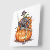 Carrée Citrouille décorative Jack O Lantern Horloge mural (Angle)