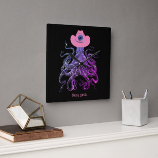 Carrée Coastère Cowgirl Silver rose Monogramme Horloge mu