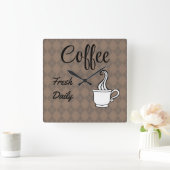 Carrée Coffee Shop Sign Wall Horloge Cuisine Cadeau (Maison)