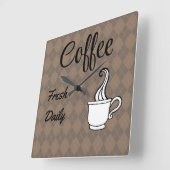 Carrée Coffee Shop Sign Wall Horloge Cuisine Cadeau (Angle)