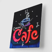 Carrée Coffeehouse Neon Light Home Horloge de bar personn (Angle)