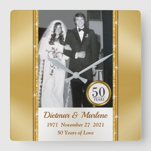 Carrée Commande spéciale 50e anniversaire Horloge avec ph (Recto)