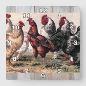 Carrée Coosters vintages poulets Pays Horloge de cuisine (Recto)
