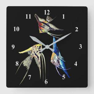 Carrée Couleurs personnalisées Horloge avec Poissons Scal