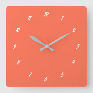 Carrée Couleurs personnalisées Numéros Police Horloge mur