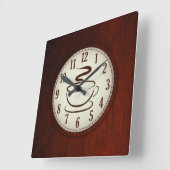 Carrée Coupe de café Bois Mur Horloge (Angle)