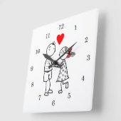 Carrée Couple Love Mur Horloge (Angle)