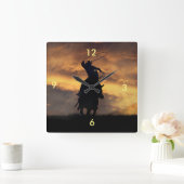 Carrée Cowboy et Steer Horloge (Maison)