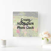 Carrée Créez votre propre horloge photo (Maison)