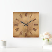 Carrée Cuivre 2D sur effet parchemin horloge d'art modern (Maison)