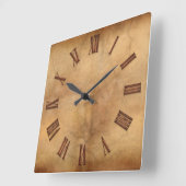 Carrée Cuivre 2D sur effet parchemin horloge d'art modern (Angle)