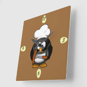Carrée Cute lil Chef Penguin - Horloge (Angle)