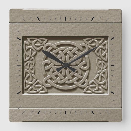 Carrée Décor en pierre sculptée Couttes celtiques Horloge (Recto)