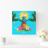 Carrée Décor Hawaiien À Thème, Étonnante Horloge D'Ananas (Maison)